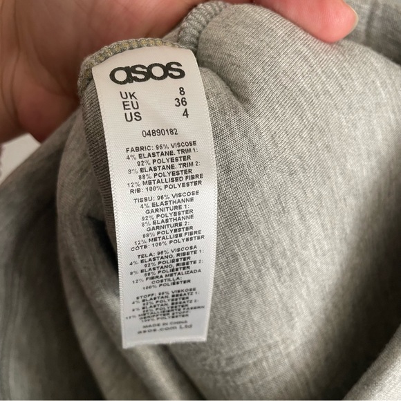 NWT ASOS WHITE Gray Sweat Midi Dress With Floral Jacquard and Velvet Insert - Picture 11 of 11